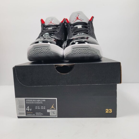 Nike Air Jordan Max Aura 2 Youth Black Wolf Grey Red Shoes CN8094-006 US Size 4Y - Picture 2 of 10